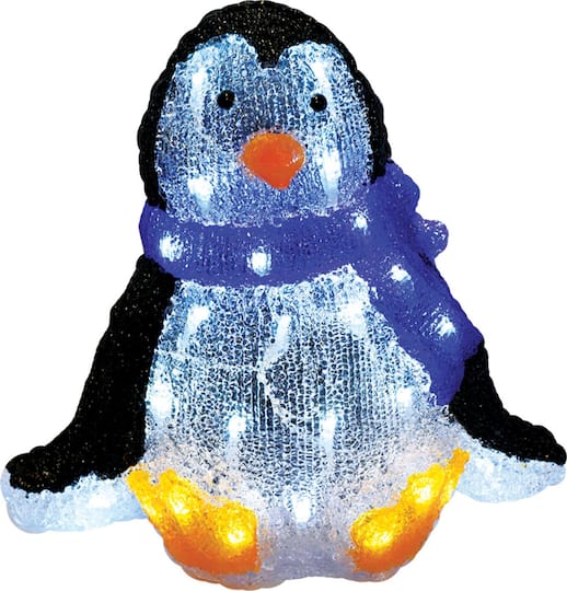 11.5&#x22; Lighted Commercial Grade Acrylic Sitting Baby Penguin Christmas Display Decoration